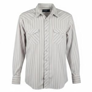 Vintage Wrangler Pearl Snap Button Up Western Shirt Striped Size Large